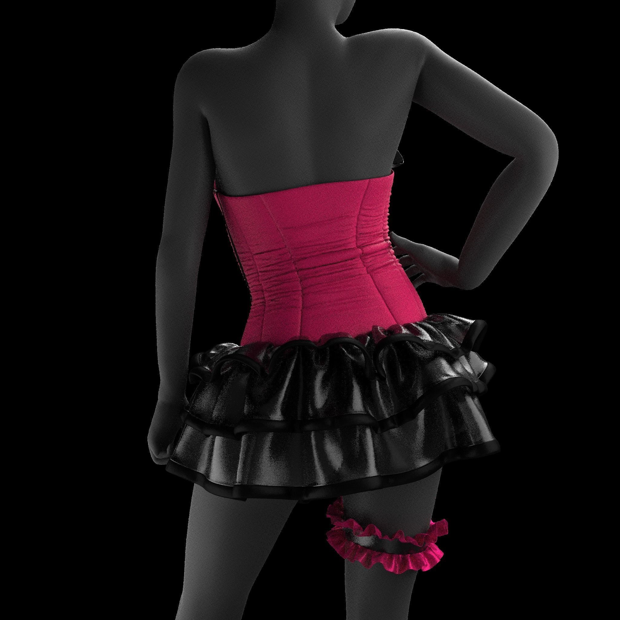 Ballerina Corset 29 MarvelousDesigner-CLO3D ZPRJ FBX OBJ MTL 3D model_13
