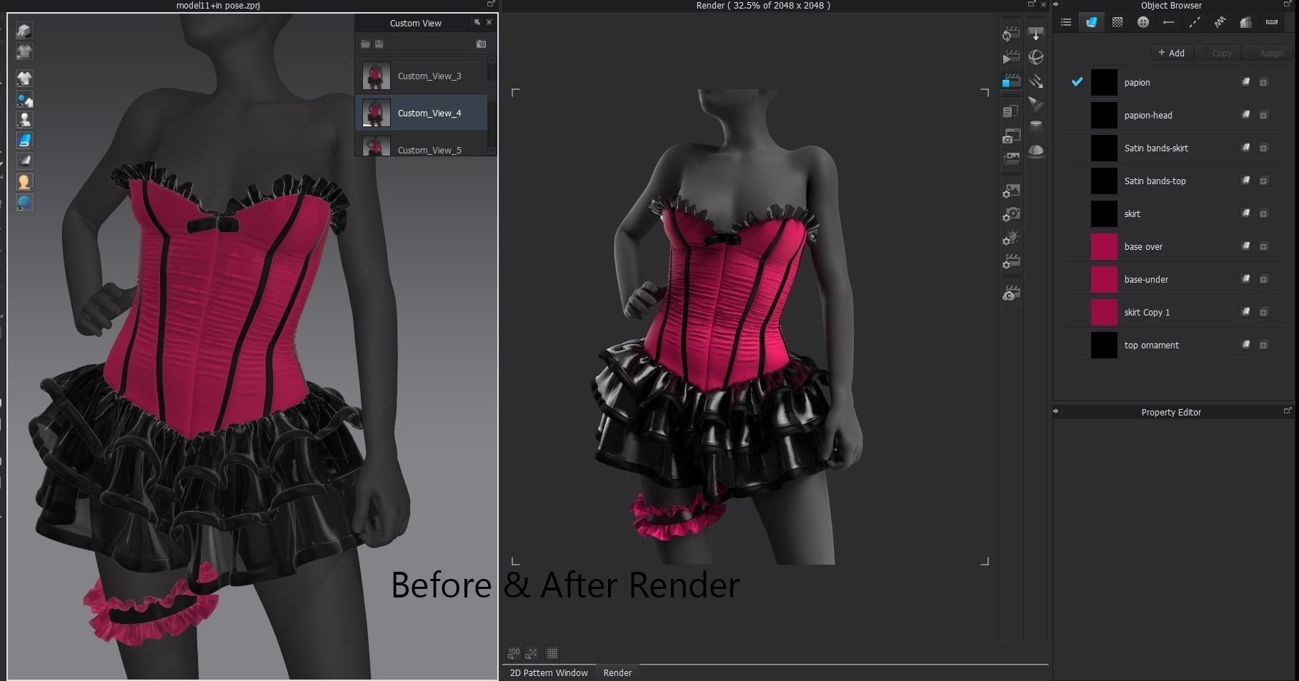 Ballerina Corset 29 MarvelousDesigner-CLO3D ZPRJ FBX OBJ MTL 3D model_5