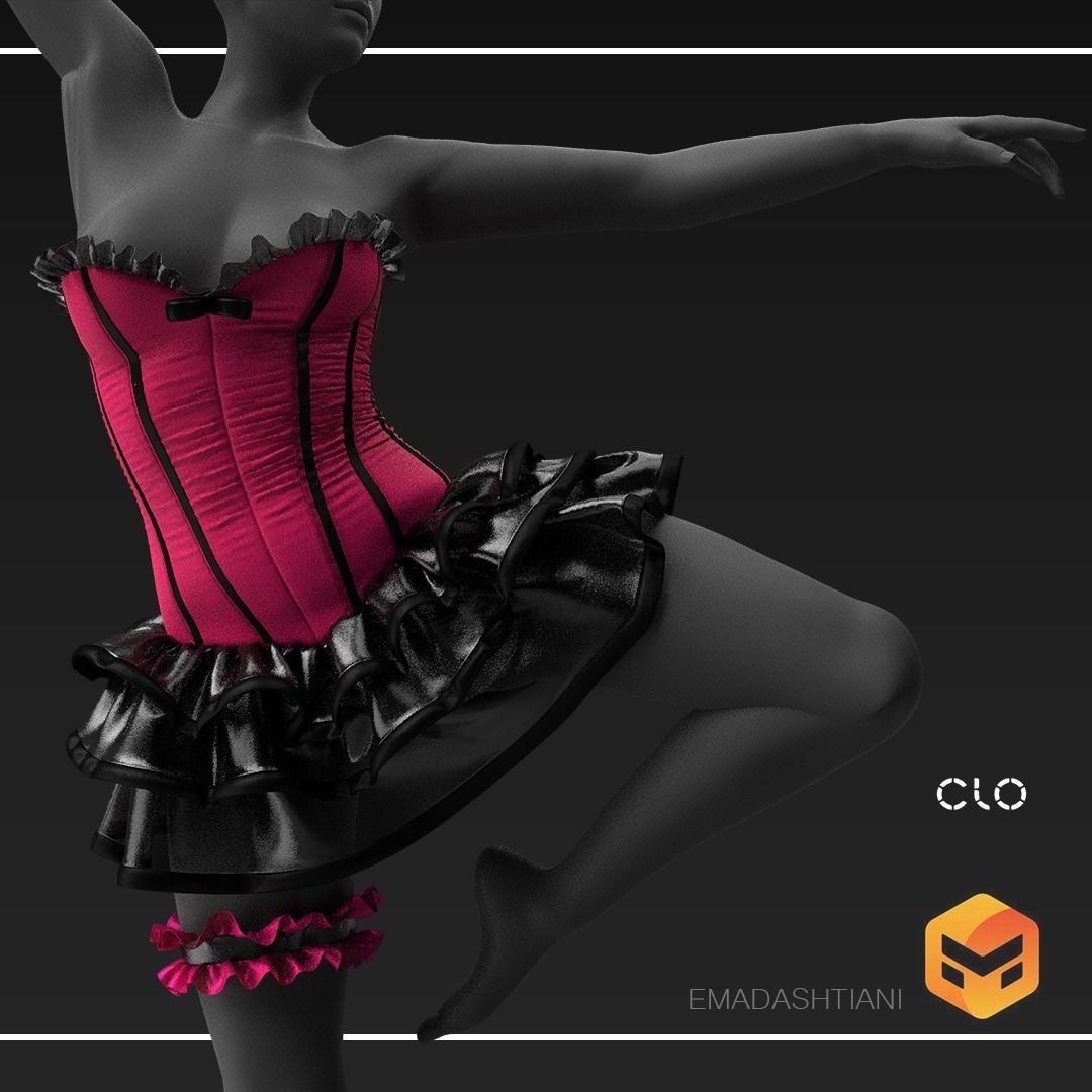 Ballerina Corset 29 MarvelousDesigner-CLO3D ZPRJ FBX OBJ MTL 3D model_4