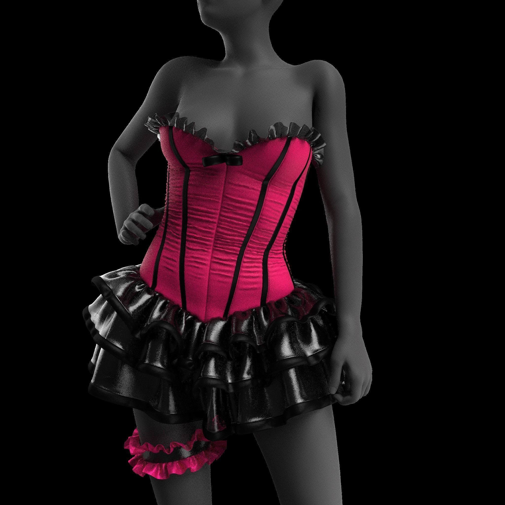 Ballerina Corset 29 MarvelousDesigner-CLO3D ZPRJ FBX OBJ MTL 3D model_11