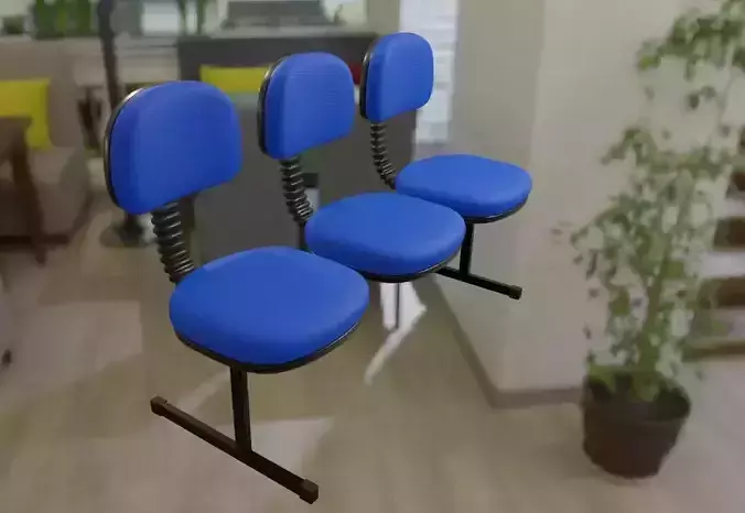 Triple Office Chair  - Waiting Room - Cadeira tripla 3D model