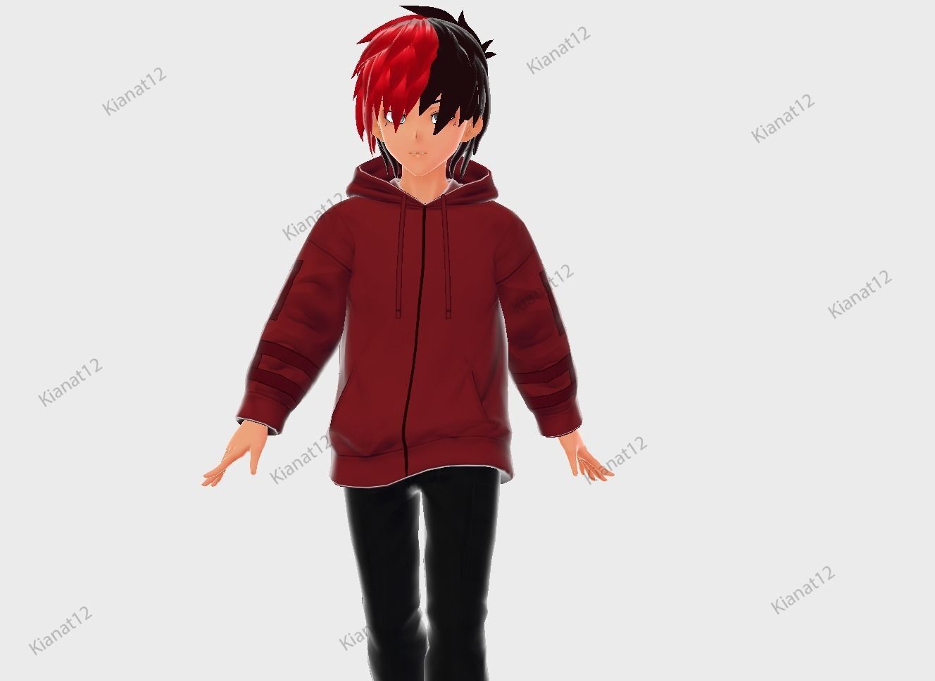 3D anime style male avatar for  Vrchat and for Vtubing  Low-poly 3D model_11