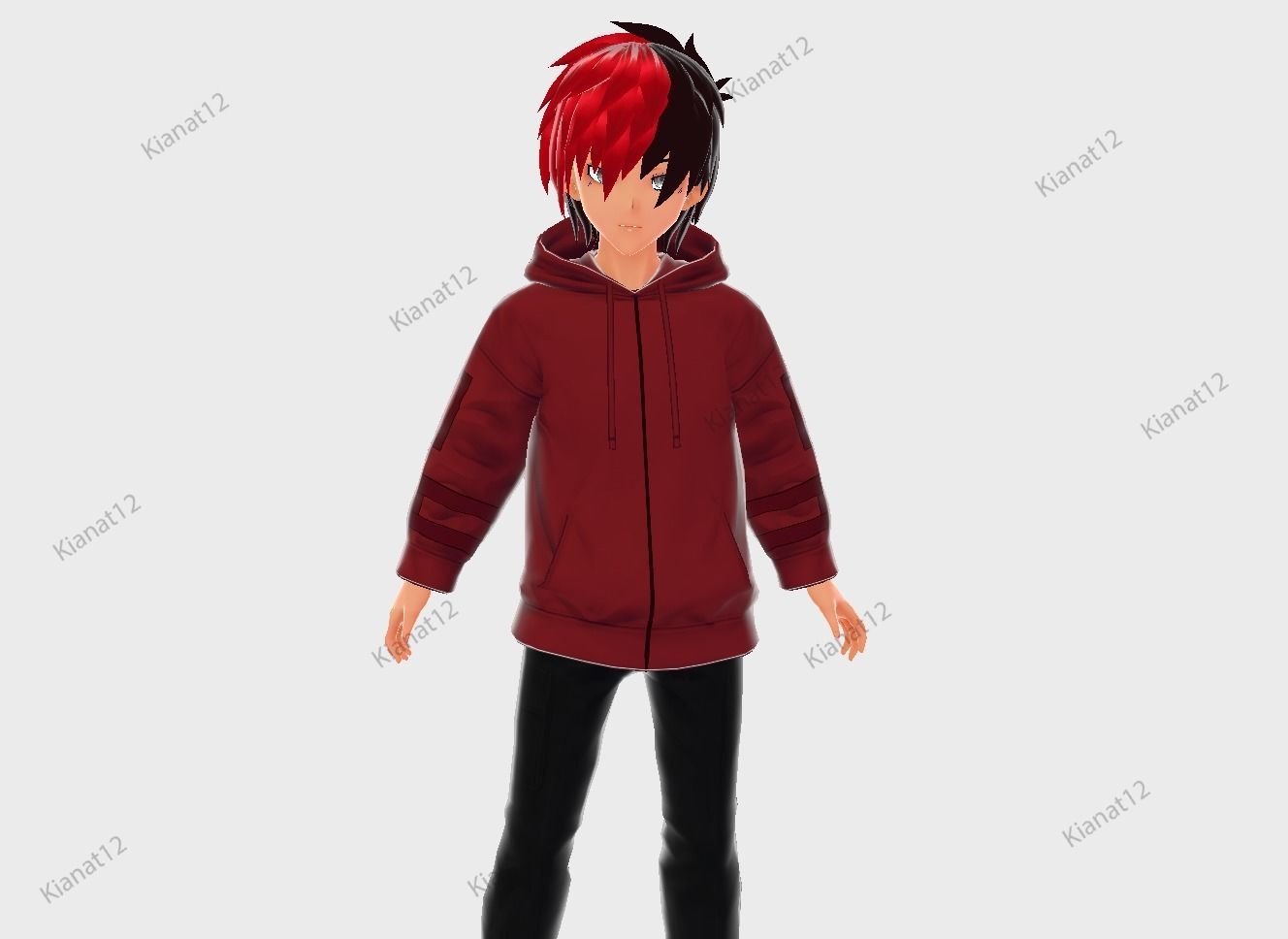 3D anime style male avatar for  Vrchat and for Vtubing  Low-poly 3D model_1