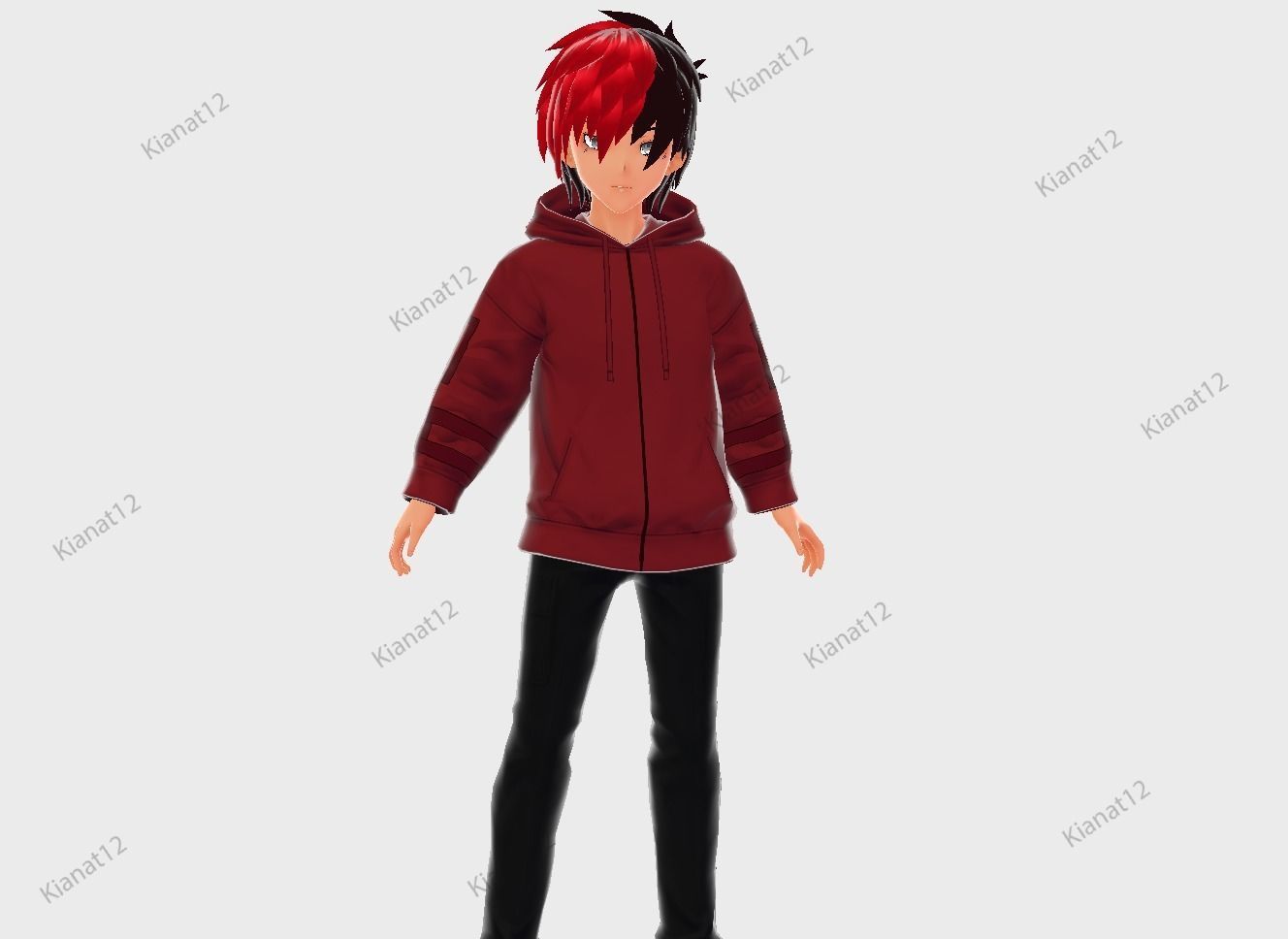 3D anime style male avatar for  Vrchat and for Vtubing  Low-poly 3D model_8