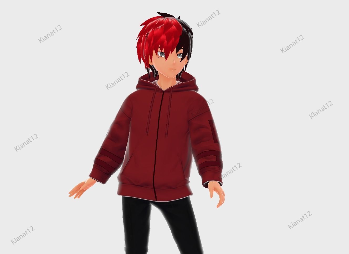 3D anime style male avatar for  Vrchat and for Vtubing  Low-poly 3D model_9