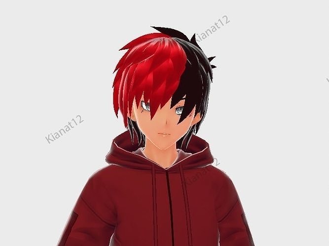 3D anime style male avatar for  Vrchat and for Vtubing  Low-poly 3D model