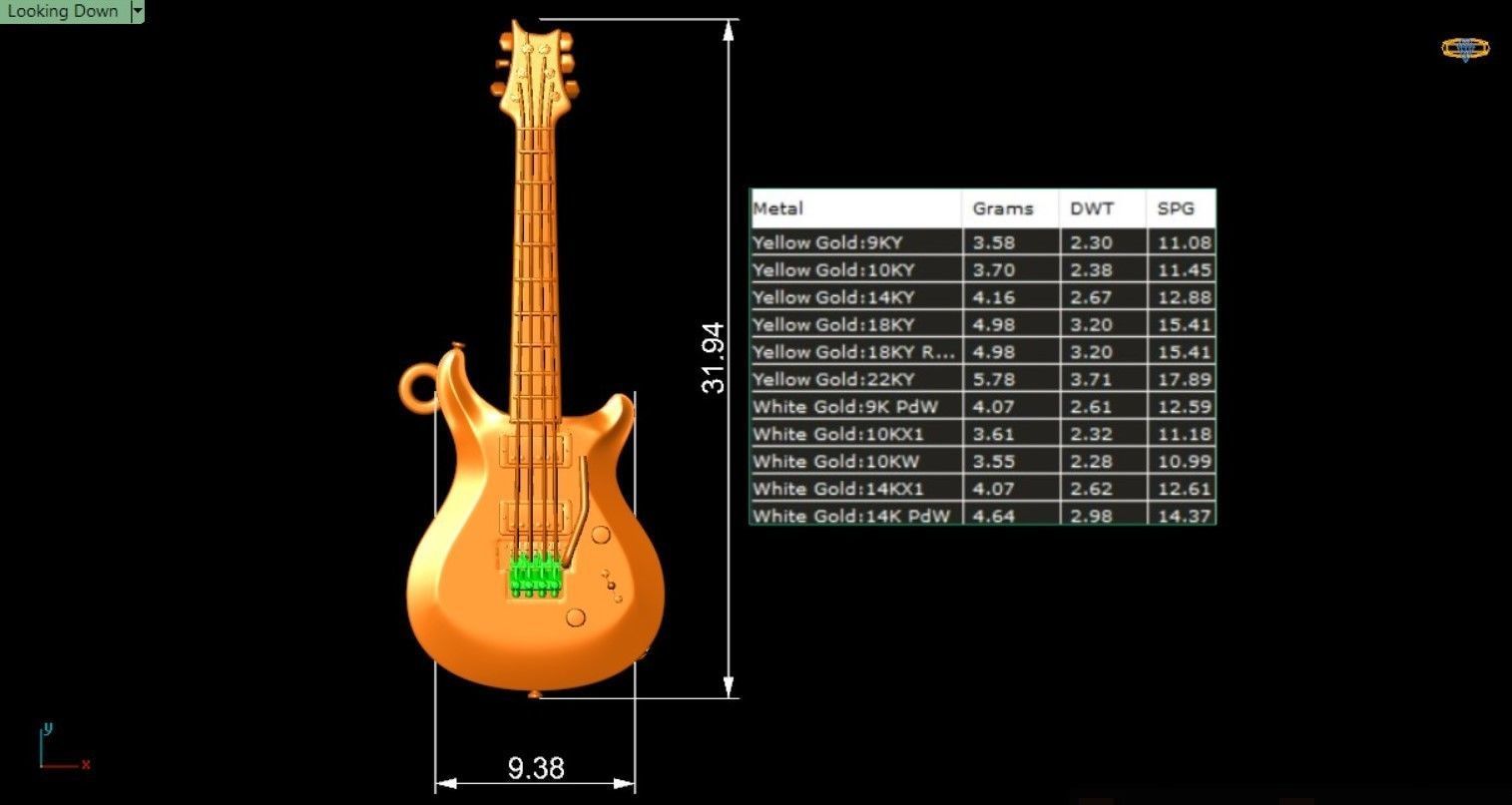 guitar pendant 3D print model_7