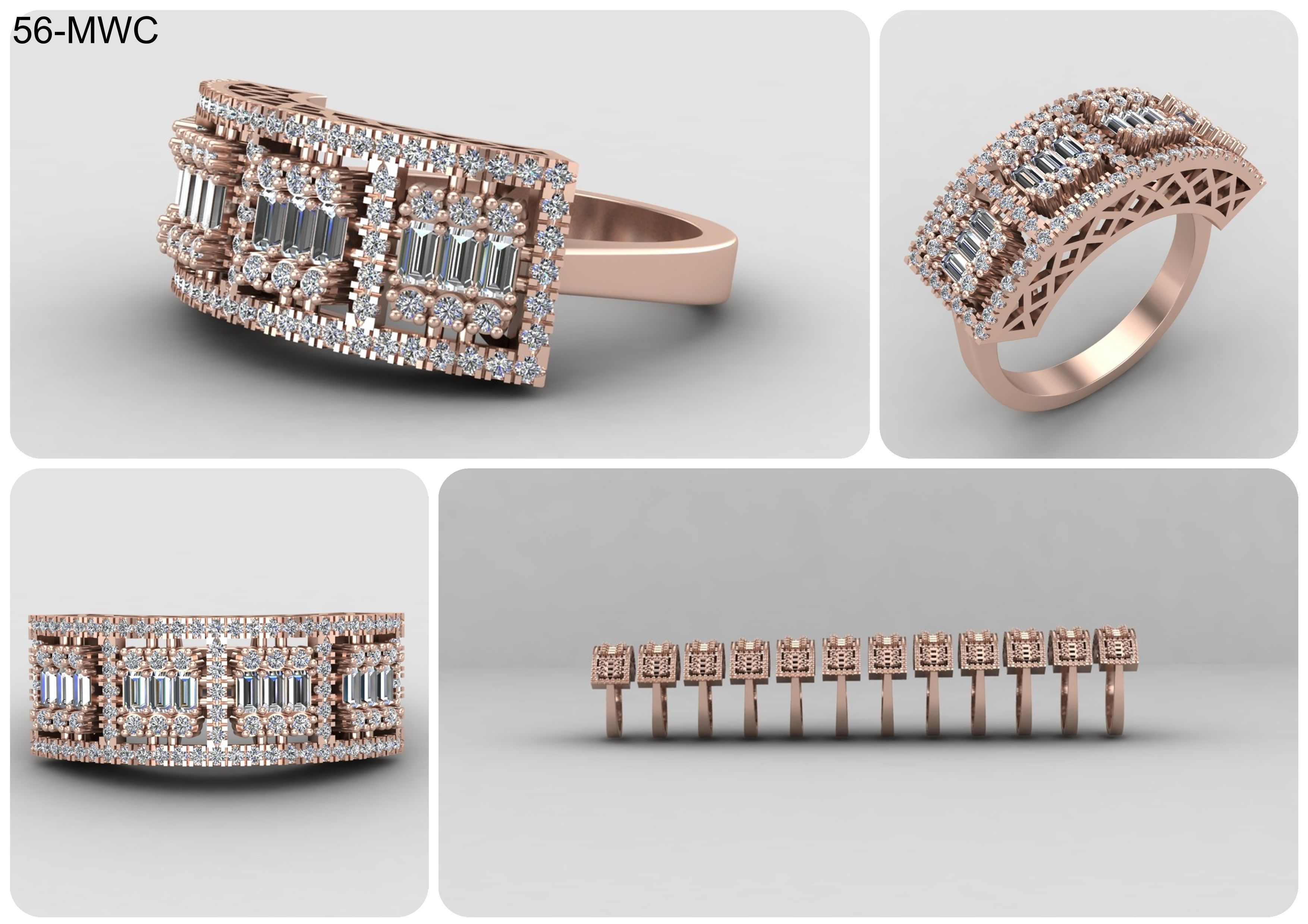 19 models of emerald rings 57-MWCG 3D Model Collection_19