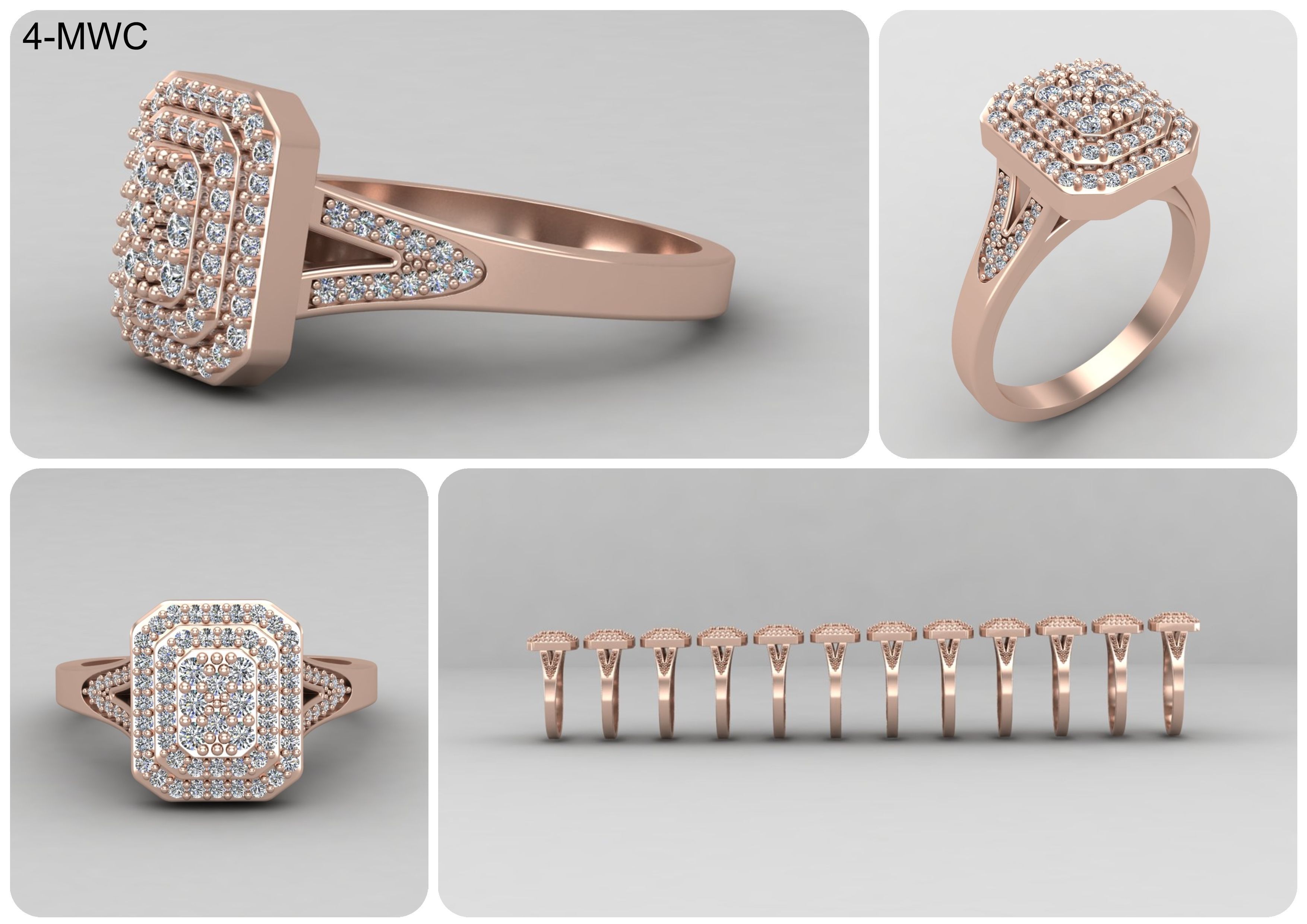 19 models of emerald rings 57-MWCG 3D Model Collection_1