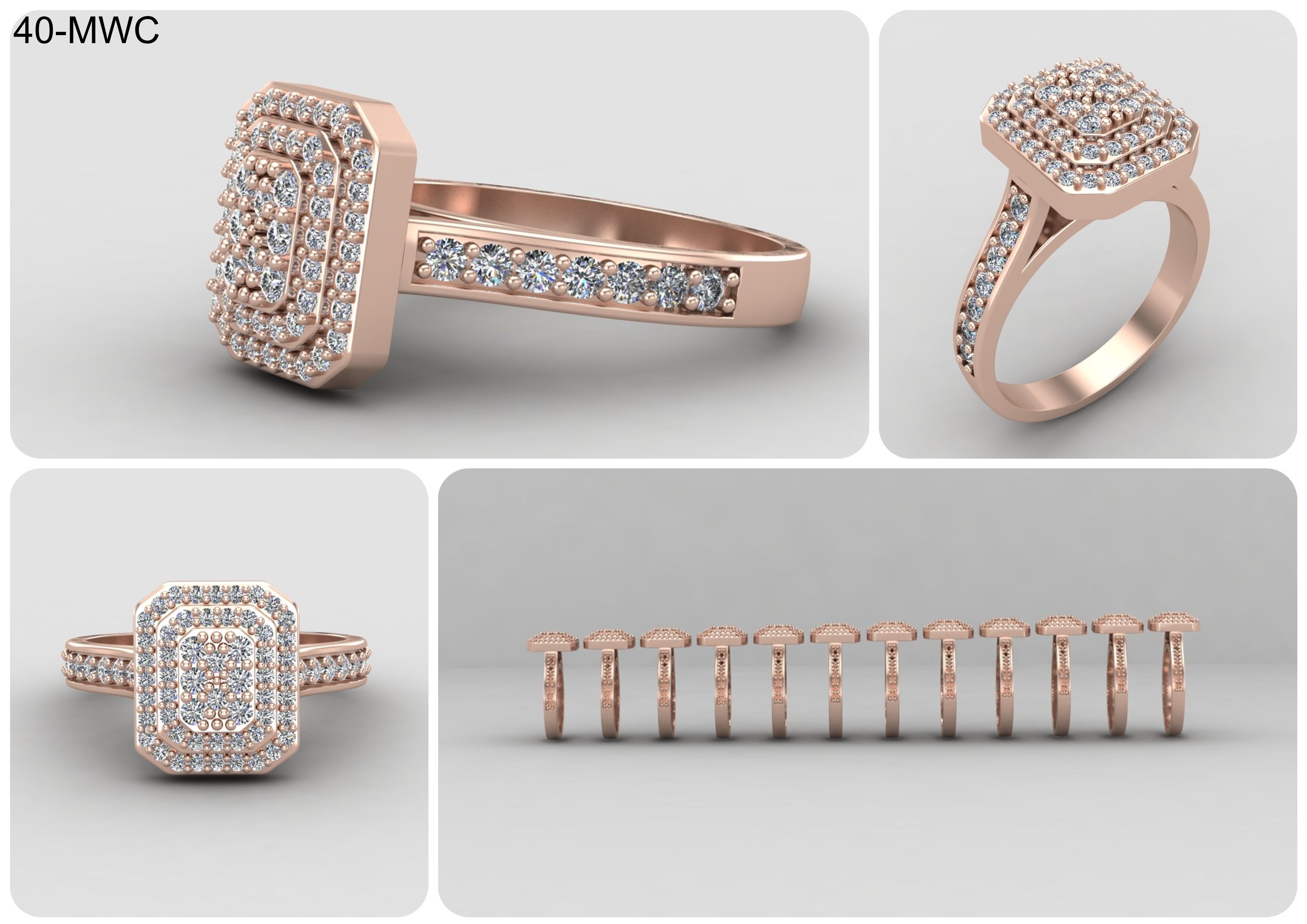 19 models of emerald rings 57-MWCG 3D Model Collection_3