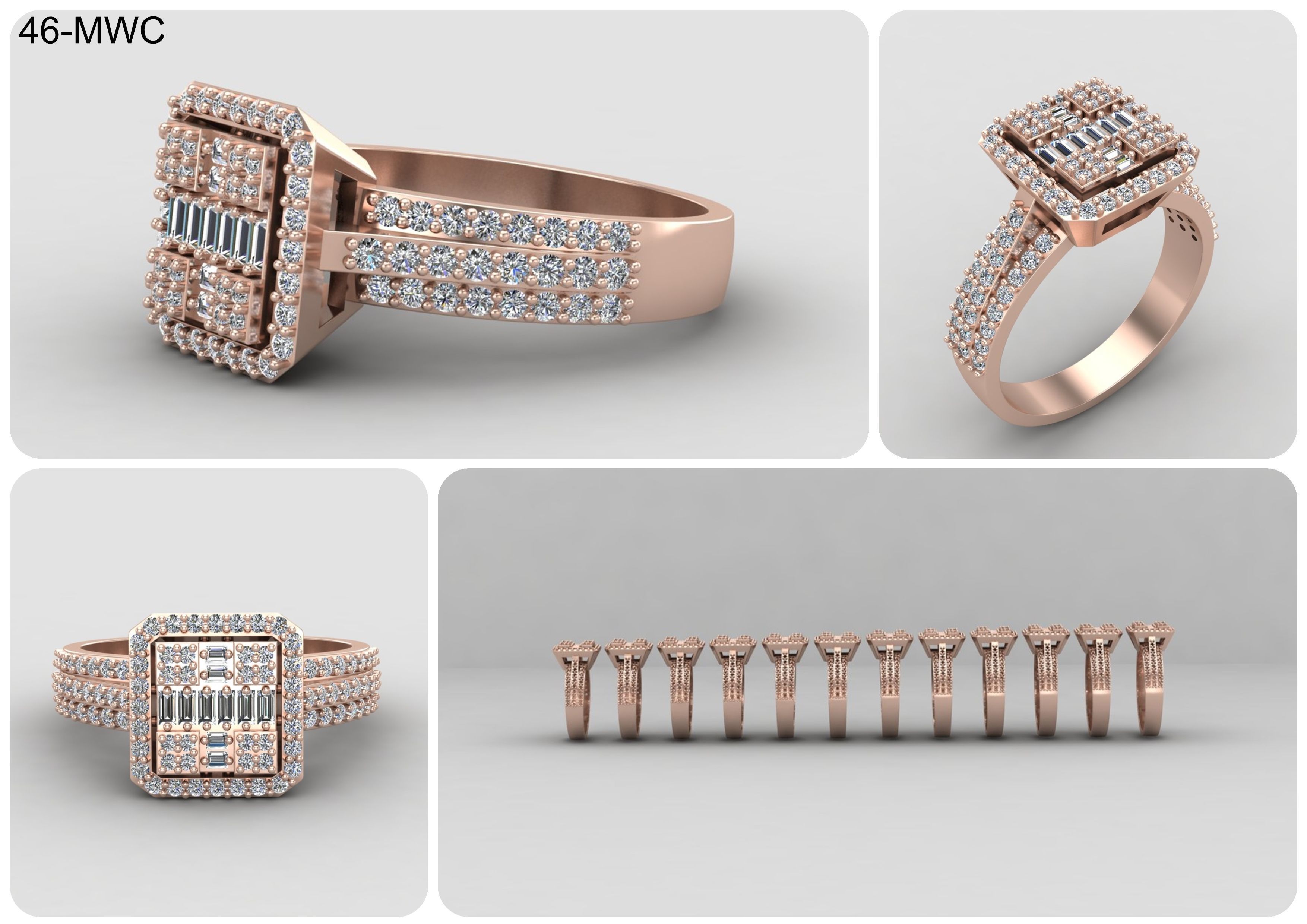 19 models of emerald rings 57-MWCG 3D Model Collection_11