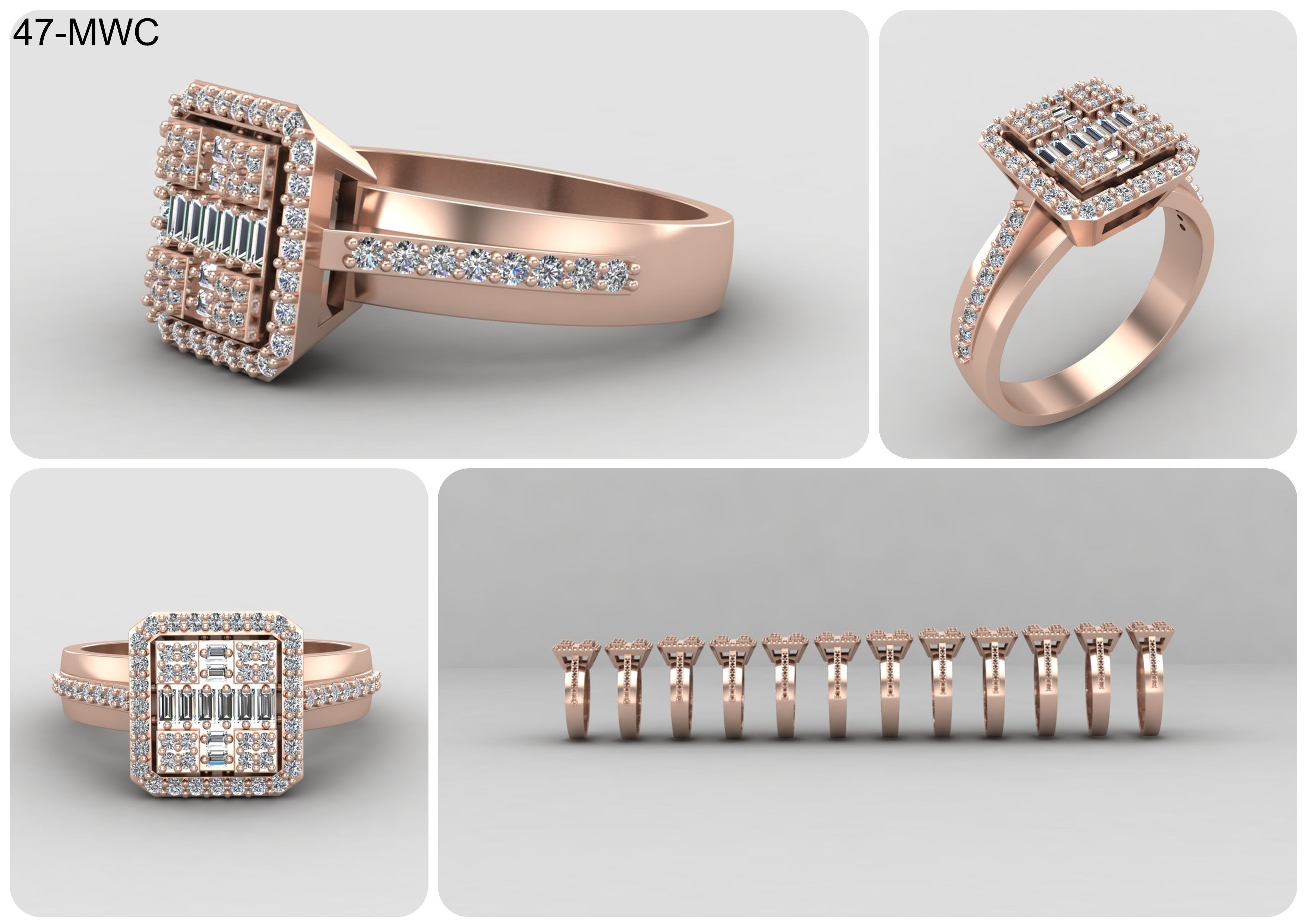 19 models of emerald rings 57-MWCG 3D Model Collection_9