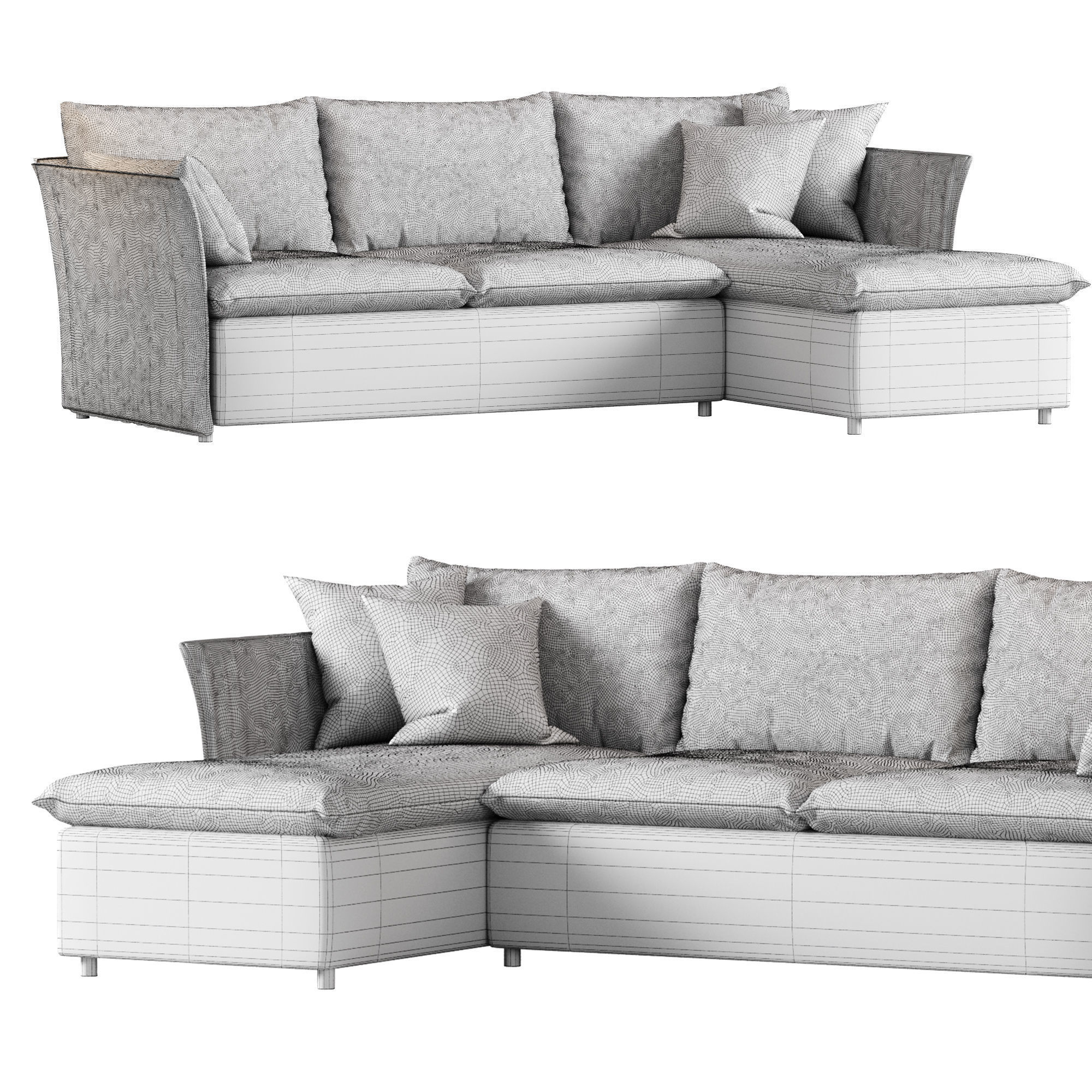 backsalen sofa Sofa and chaise longue By ikea 3D model_2