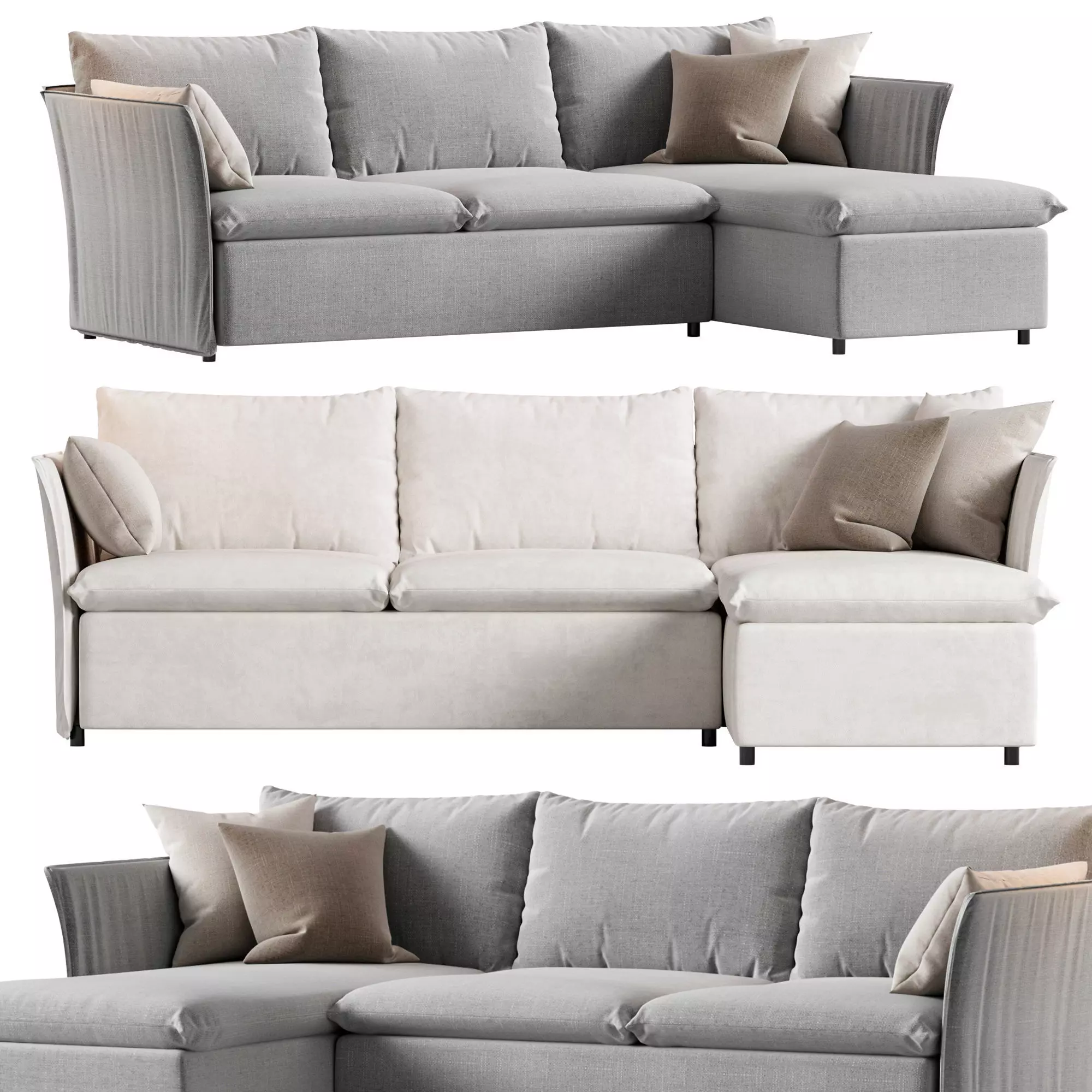 backsalen sofa Sofa and chaise longue By ikea 3D model_0