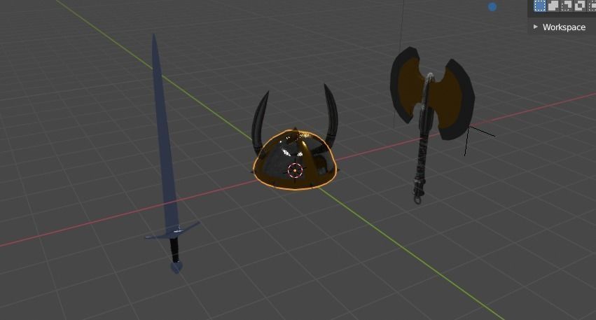 Viking package sword helmet axe Low-poly 3D model_6