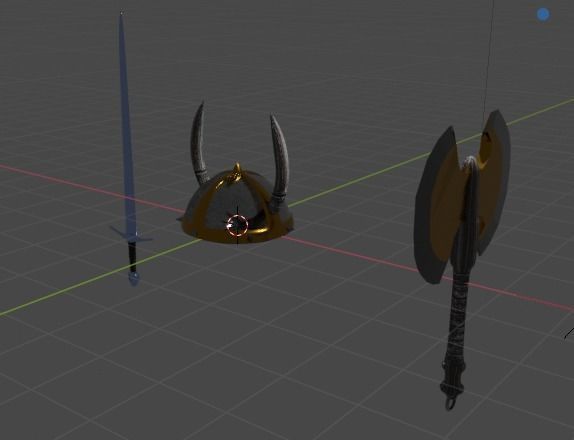 Viking package sword helmet axe Low-poly 3D model_5