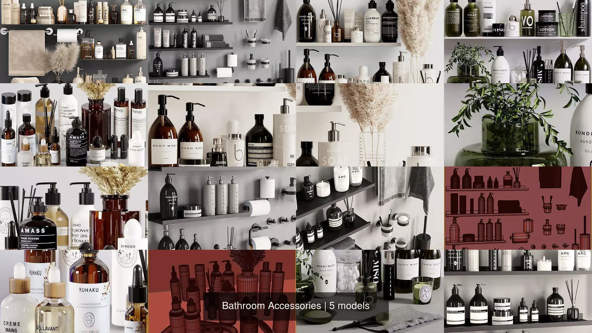 Bathroom Accessories 3D Model Collection_0