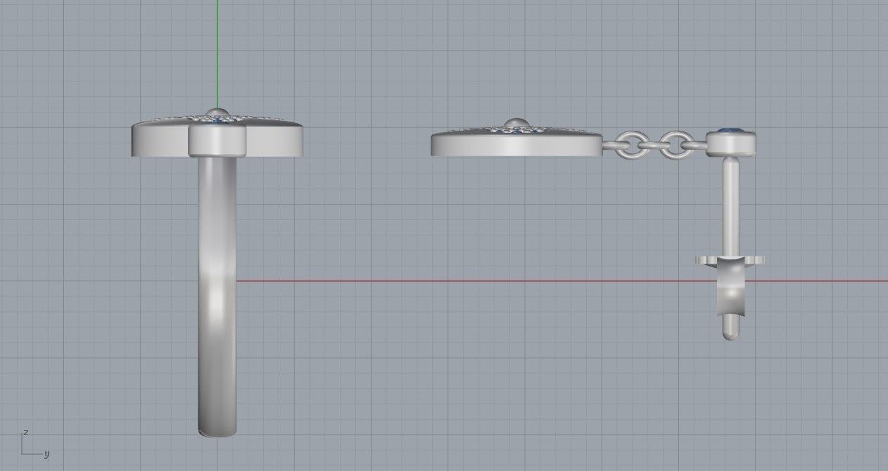 Louis Vuitton Ring and Earrings 3D print model_12