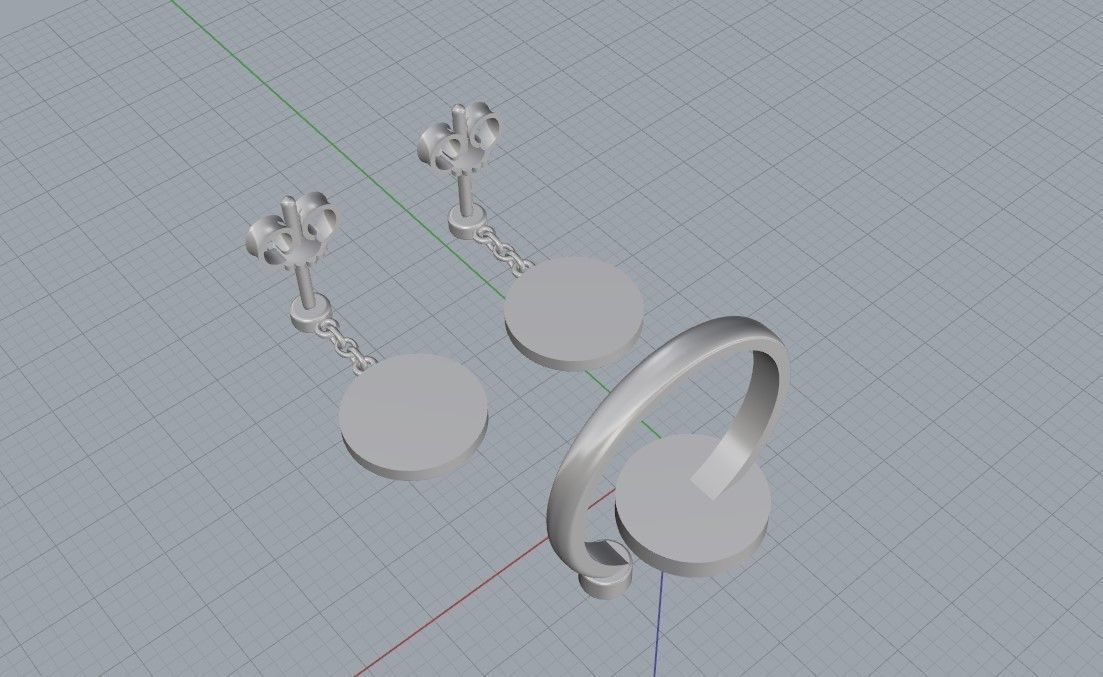 Louis Vuitton Ring and Earrings 3D print model_14