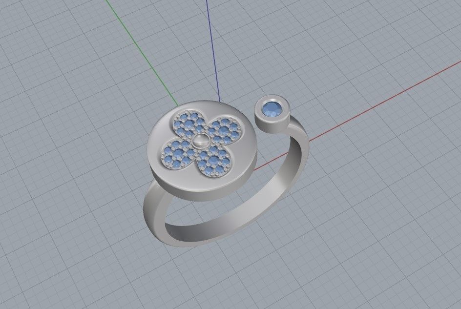 Louis Vuitton Ring and Earrings 3D print model_6