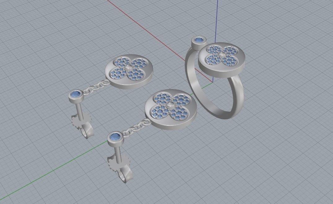 Louis Vuitton Ring and Earrings 3D print model_13