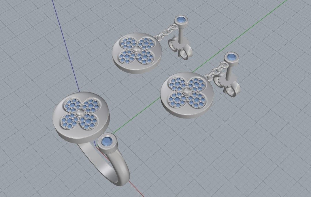 Louis Vuitton Ring and Earrings 3D print model_10