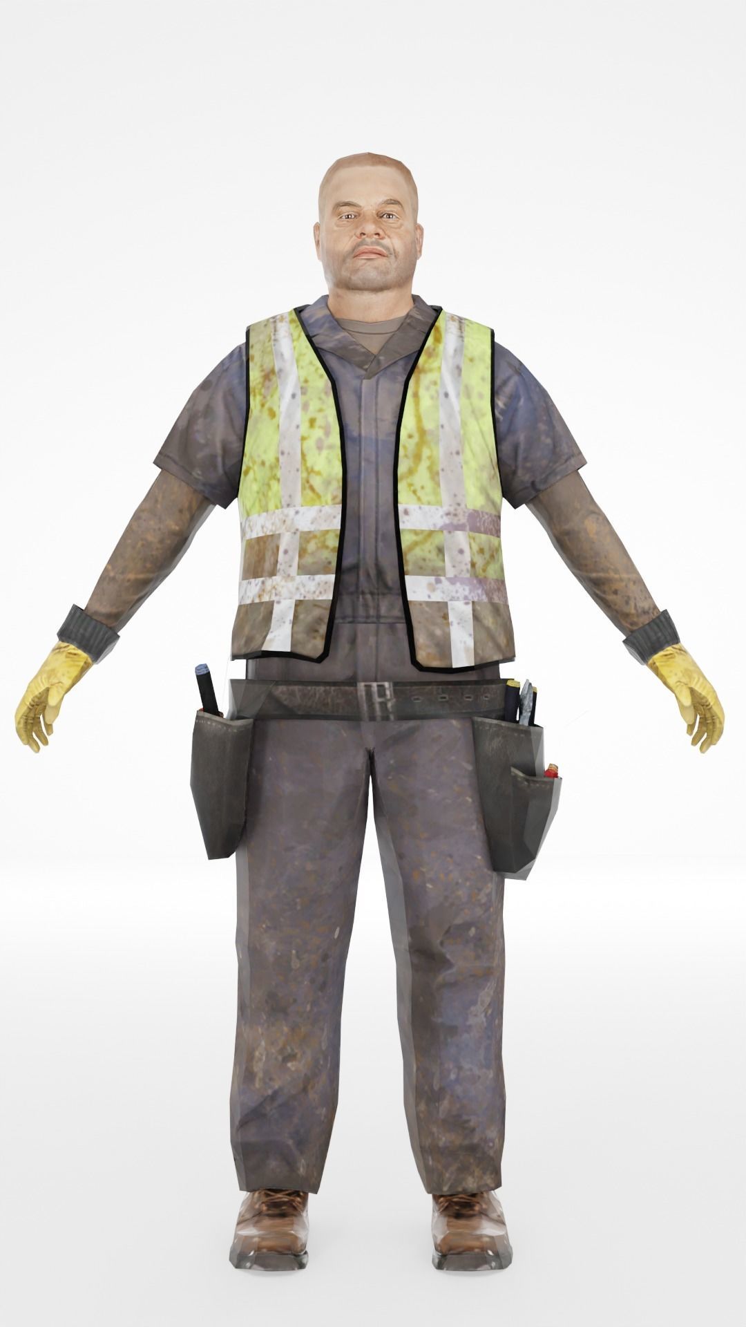 Worker construct Pack Low-poly 3D model Low-poly 3D model_2