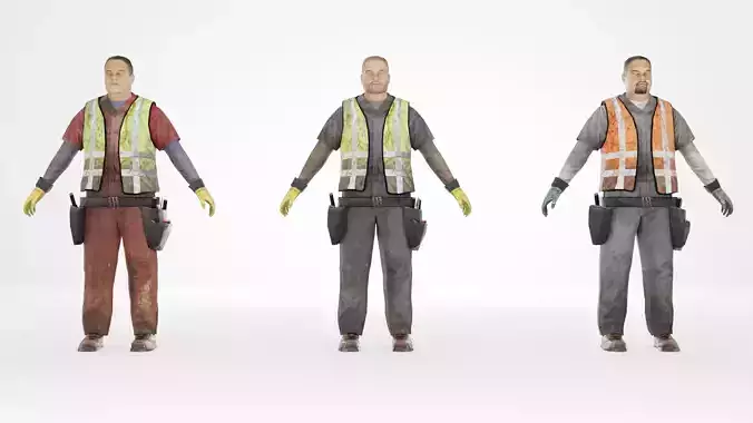 Worker construct Pack Low-poly 3D model