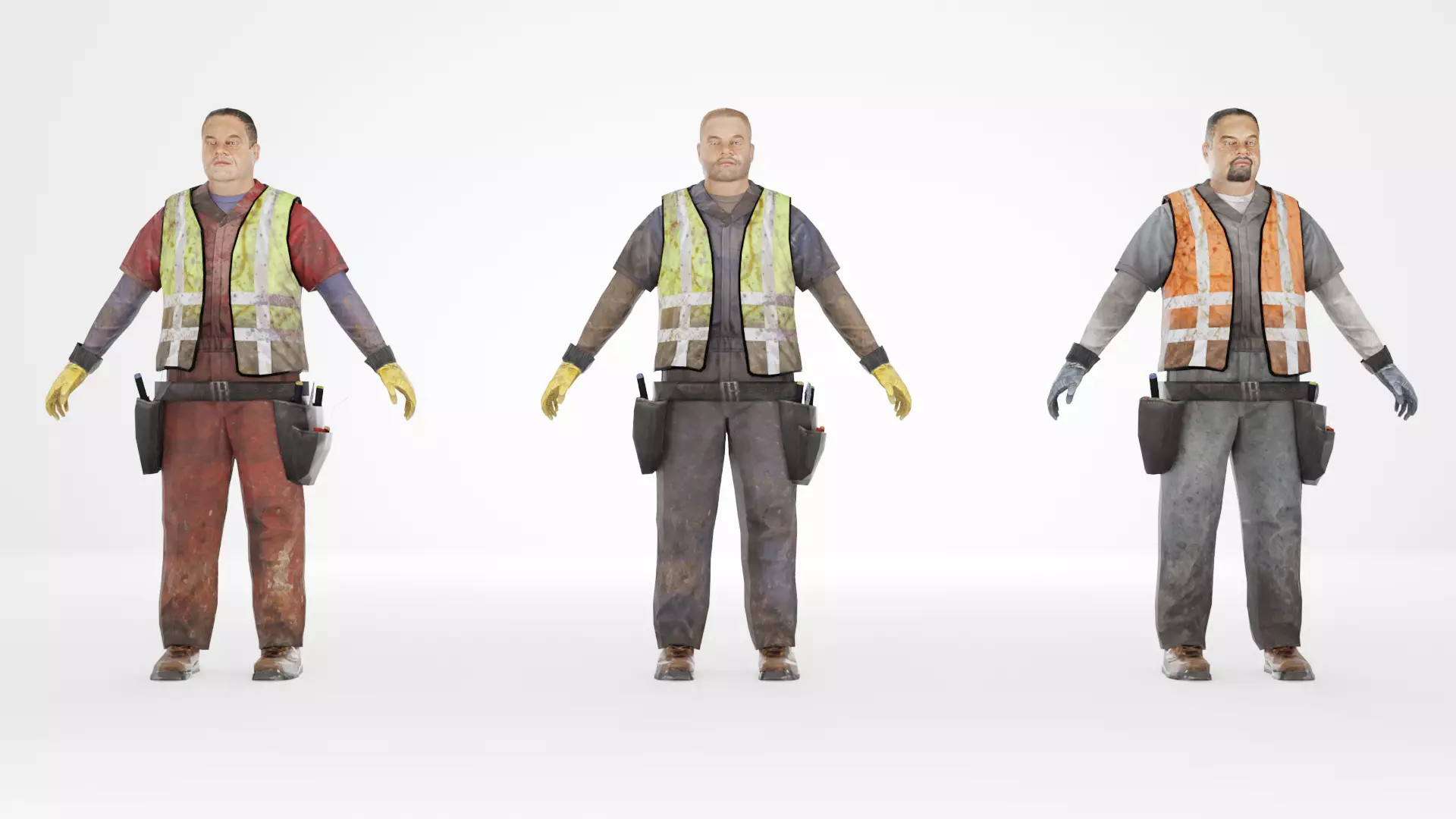 Worker construct Pack Low-poly 3D model Low-poly 3D model_0