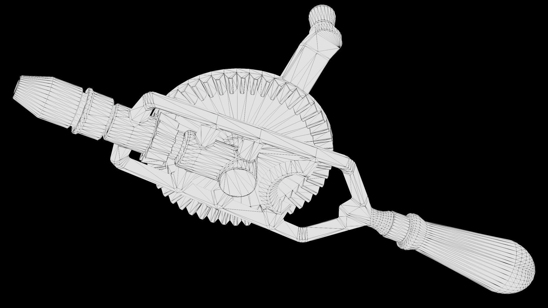 Old Hand Drill  Low-poly 3D model_5