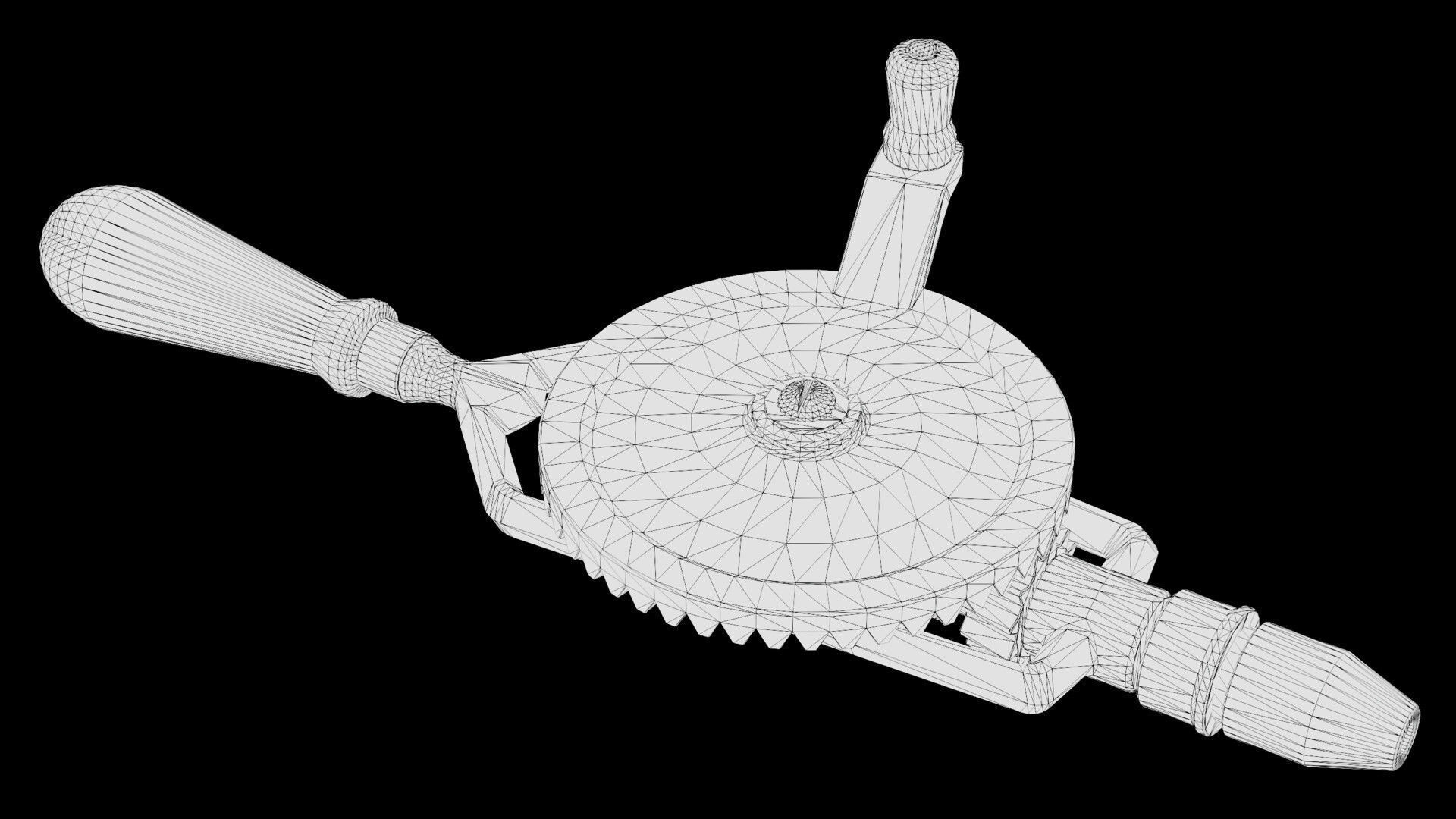  Old Hand Drill  Low-poly 3D model_6