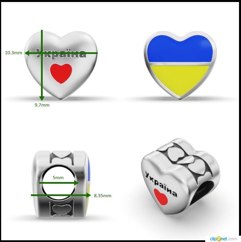 Ukrainian patriotic Charm Enamel and patina 3D print model_22