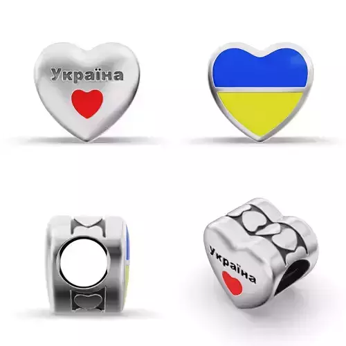 Ukrainian patriotic Charm Enamel and patina 3D print model