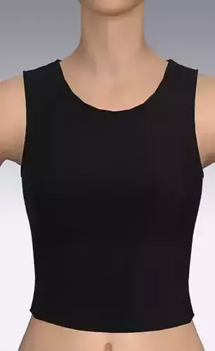 Blouse basic black color  circle neckline crop 