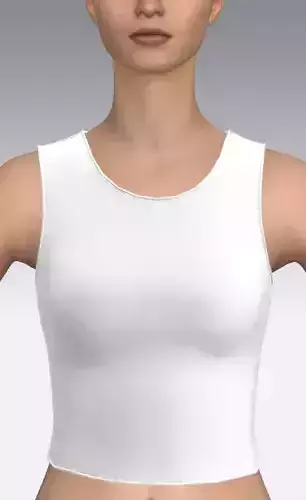 Blouse basic white color  circle neckline crop 