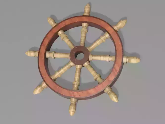 Wooden Boat Wheel rudder bar or steering bar 3D print model