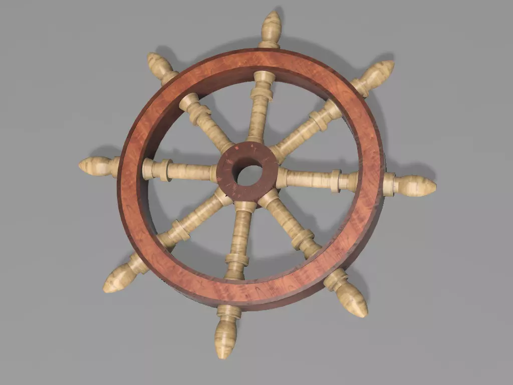 Wooden Boat Wheel rudder bar or steering bar 3D print model