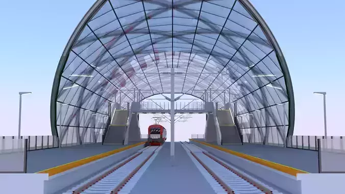 Railway station with train II