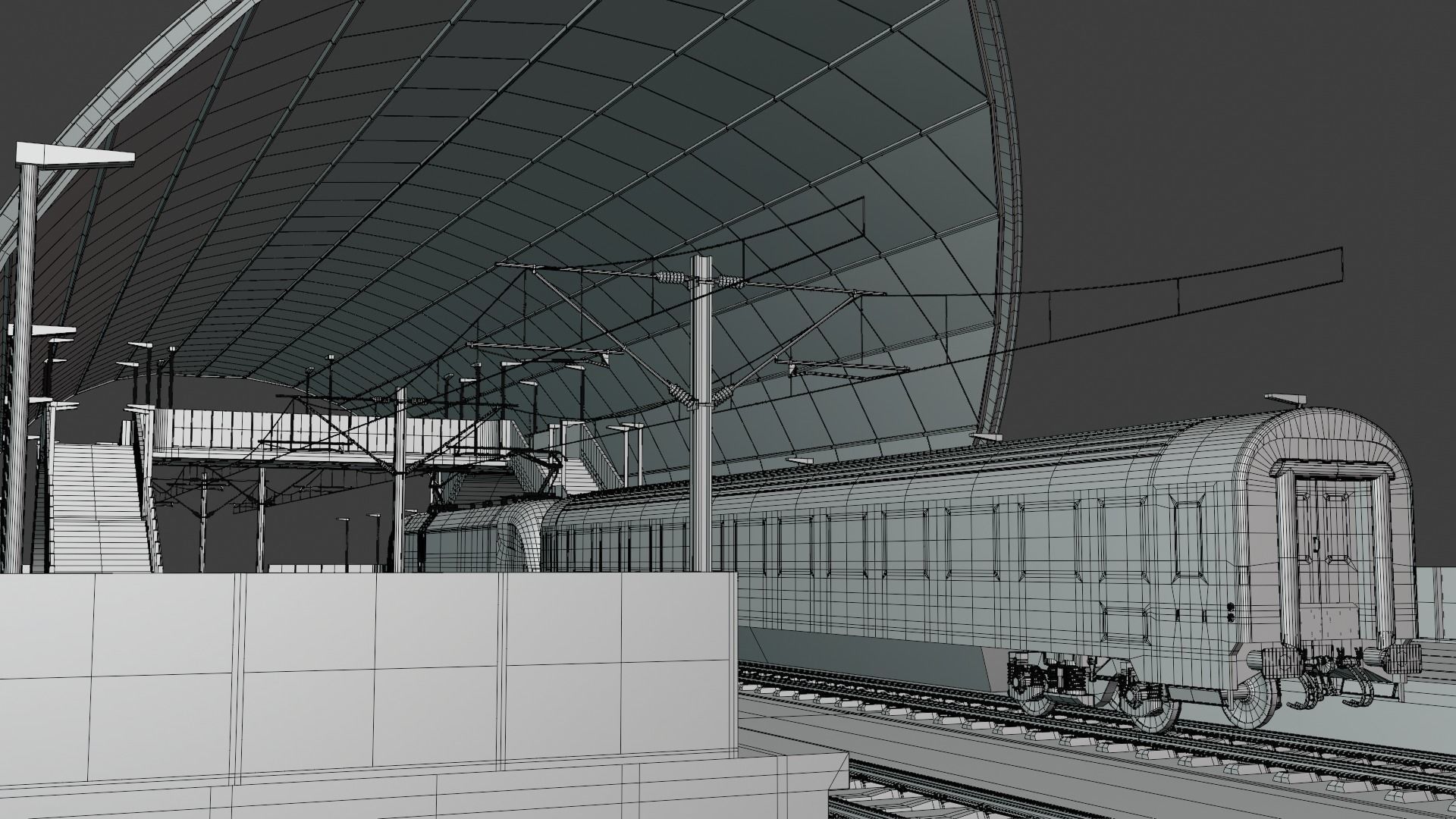 Railway station with train II 3D model_9