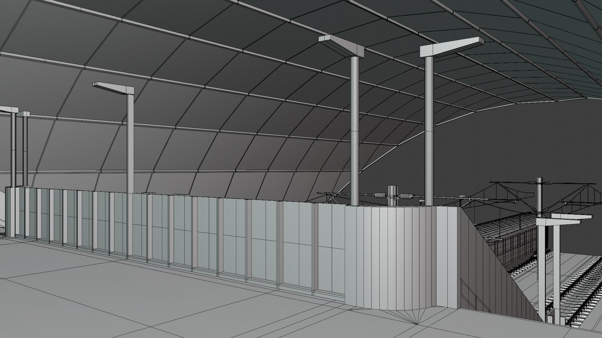 Railway station with train II 3D model_13