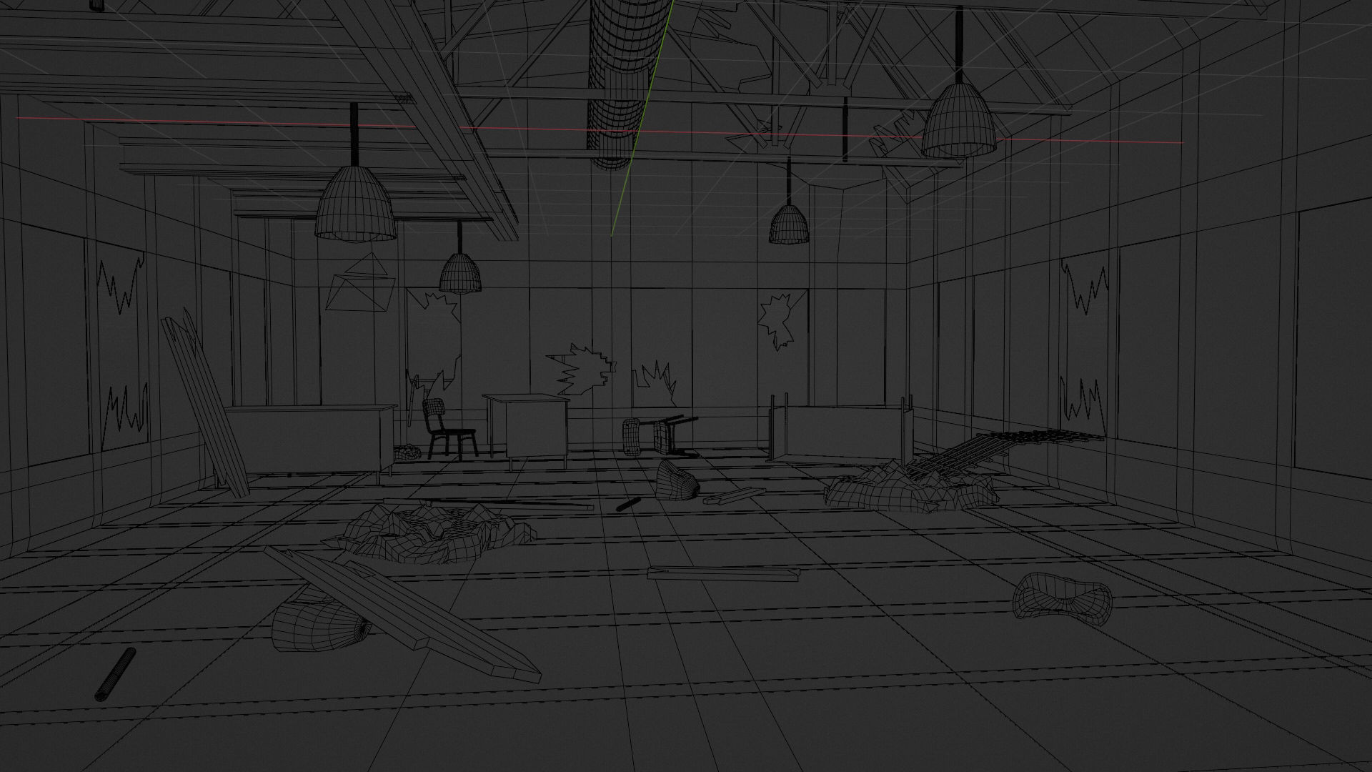 Abandoned Old hangar Low-poly 3D model_8