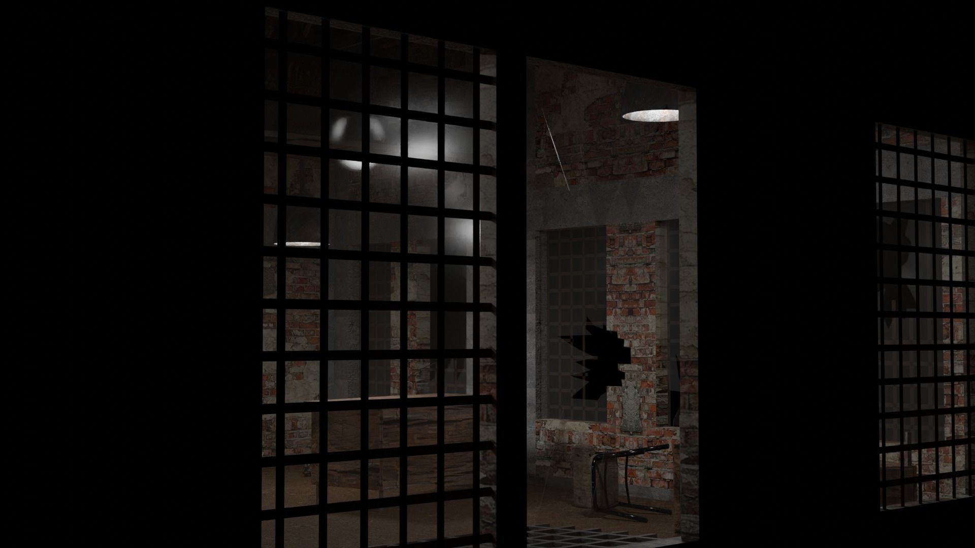 Abandoned Old hangar Low-poly 3D model_3