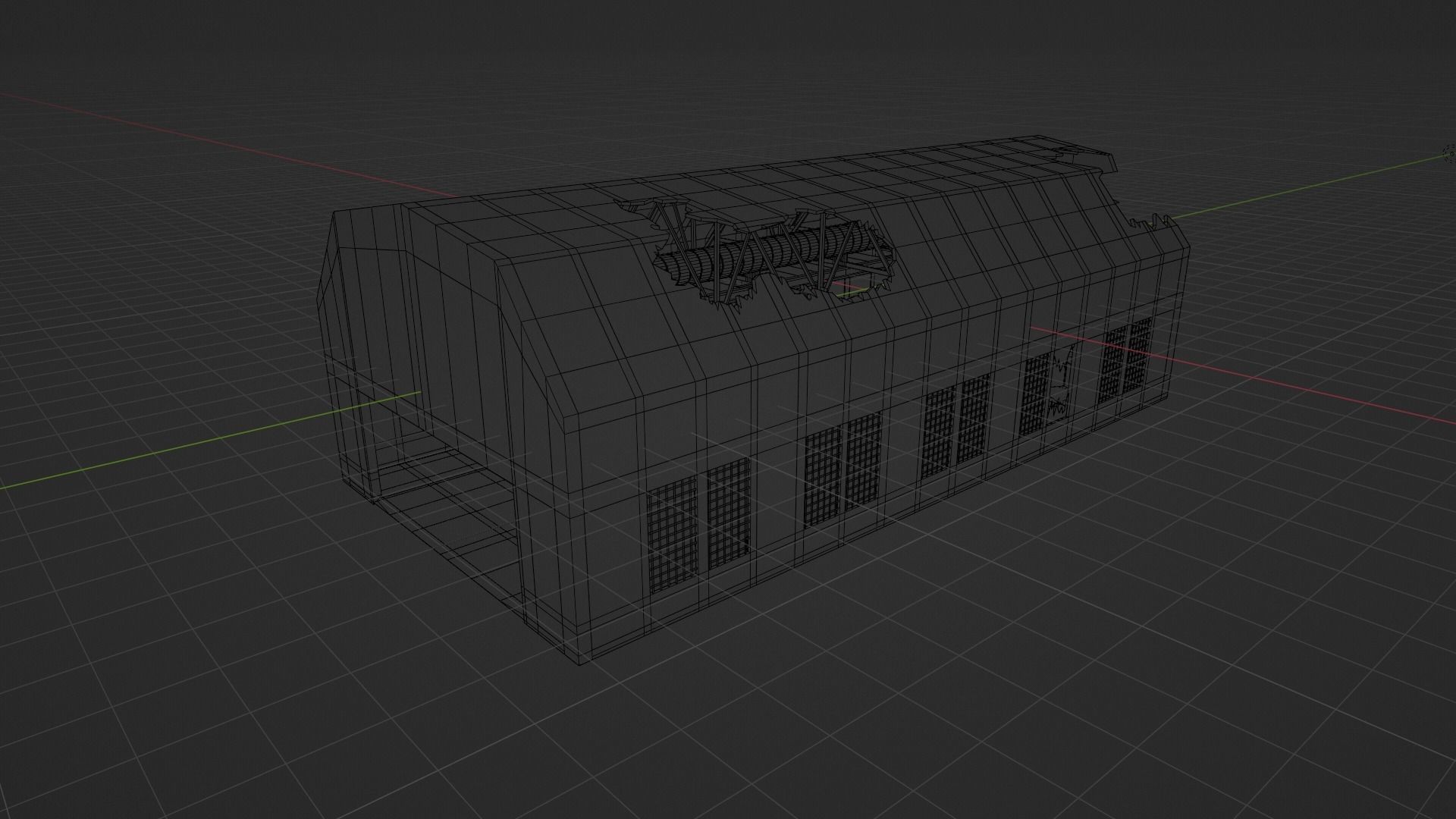 Abandoned Old hangar Low-poly 3D model_10