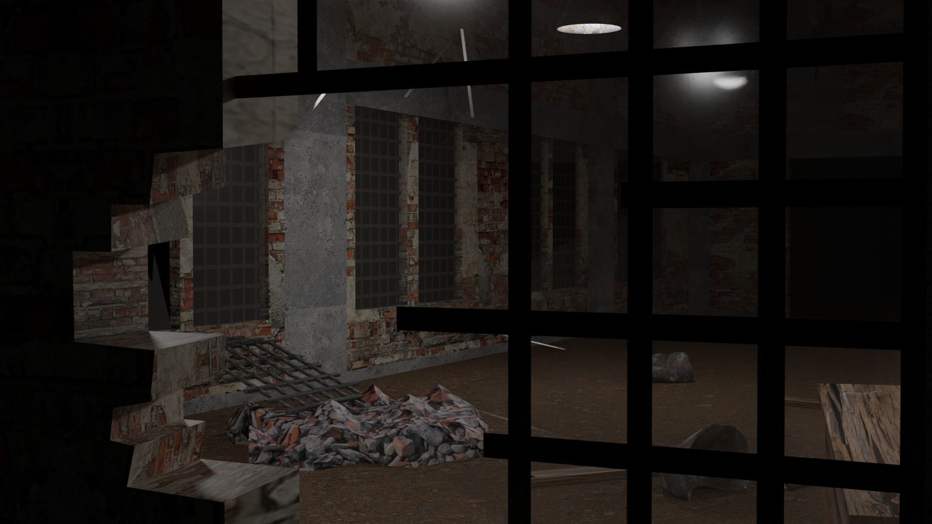 Abandoned Old hangar Low-poly 3D model_4