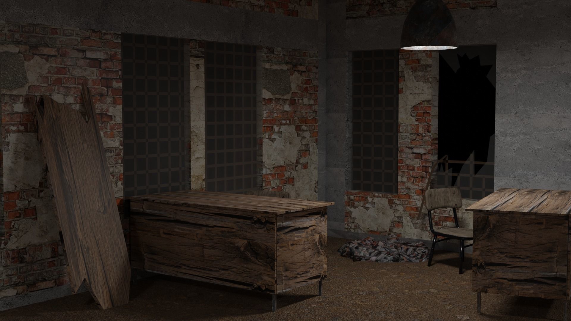 Abandoned Old hangar Low-poly 3D model_5