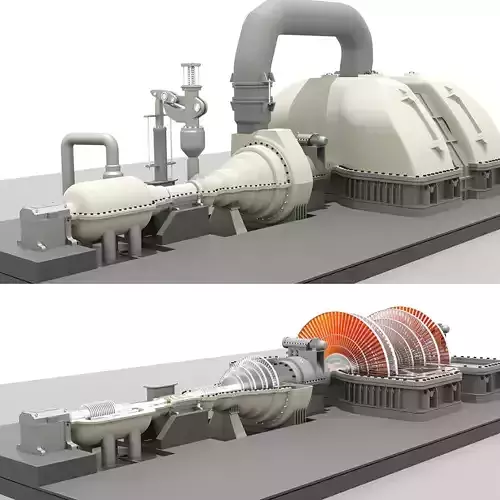 Steam Turbine Generator - Full Detailed 3D model