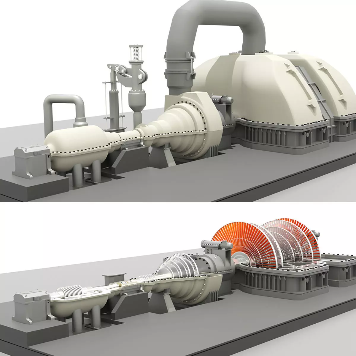 Steam Turbine Generator - Full Detailed 3D model_0