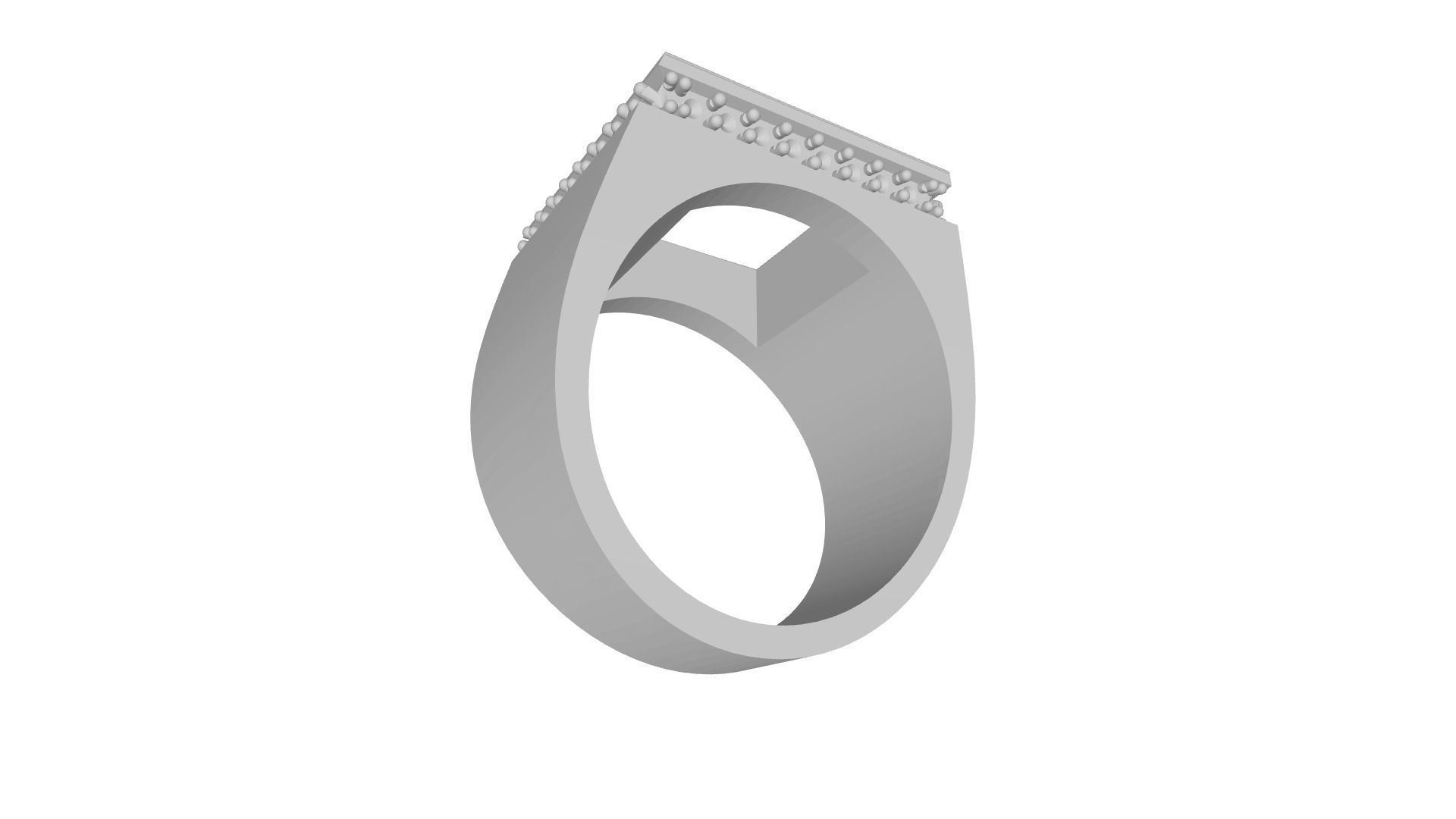 Men RIng with 10 mm Square Stone and Diamonds 3D print model_3