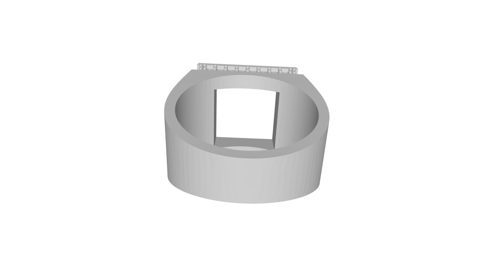 Men RIng with 10 mm Square Stone and Diamonds 3D print model_4