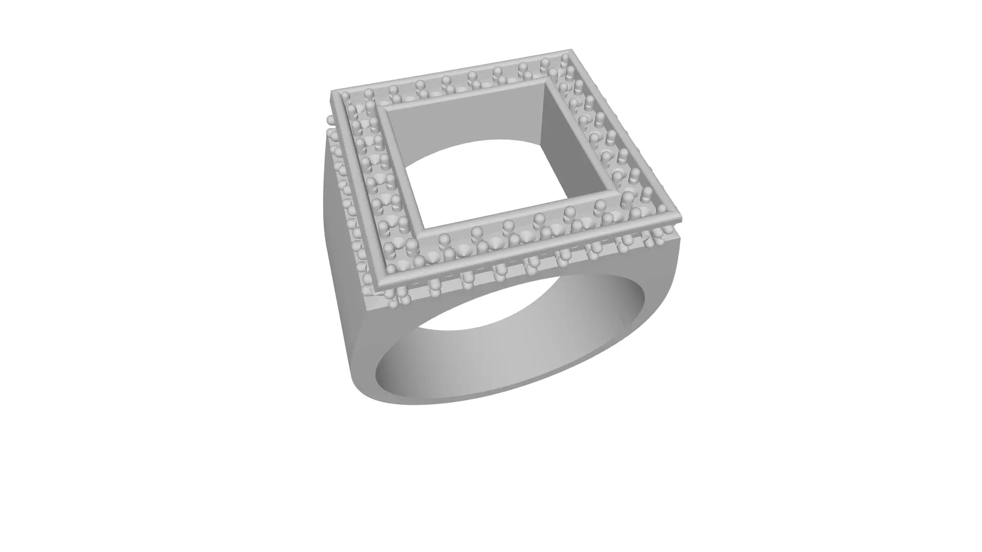 Men RIng with 10 mm Square Stone and Diamonds 3D print model_0